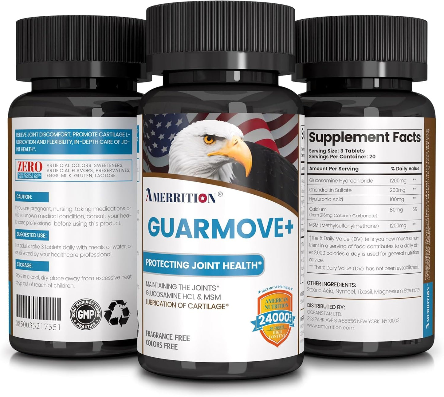 Advanced Joint Health Supplement with Glucosamine, Chondroitin, and MSM - 60 Tablets - Amerrition GUARMOVE