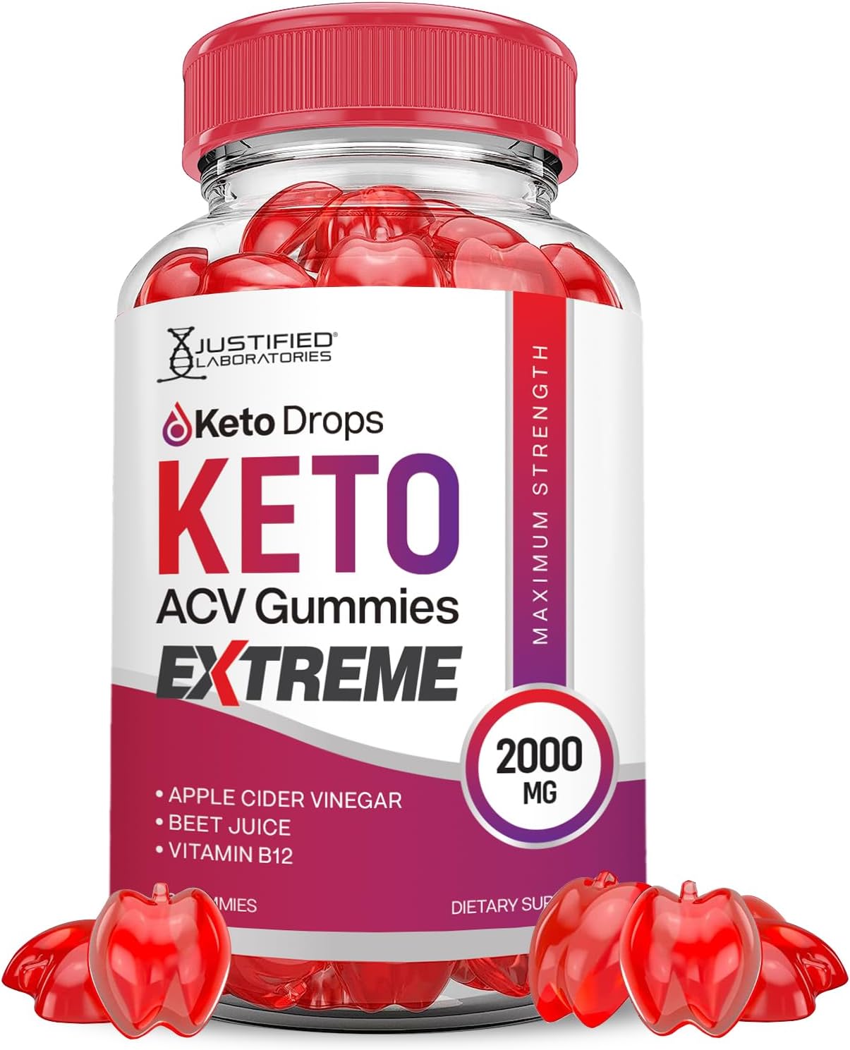 Advanced Keto Drops & ACV Gummies - 2000MG Formula with Pomegranate & B12 - 60 Vegan Gummies