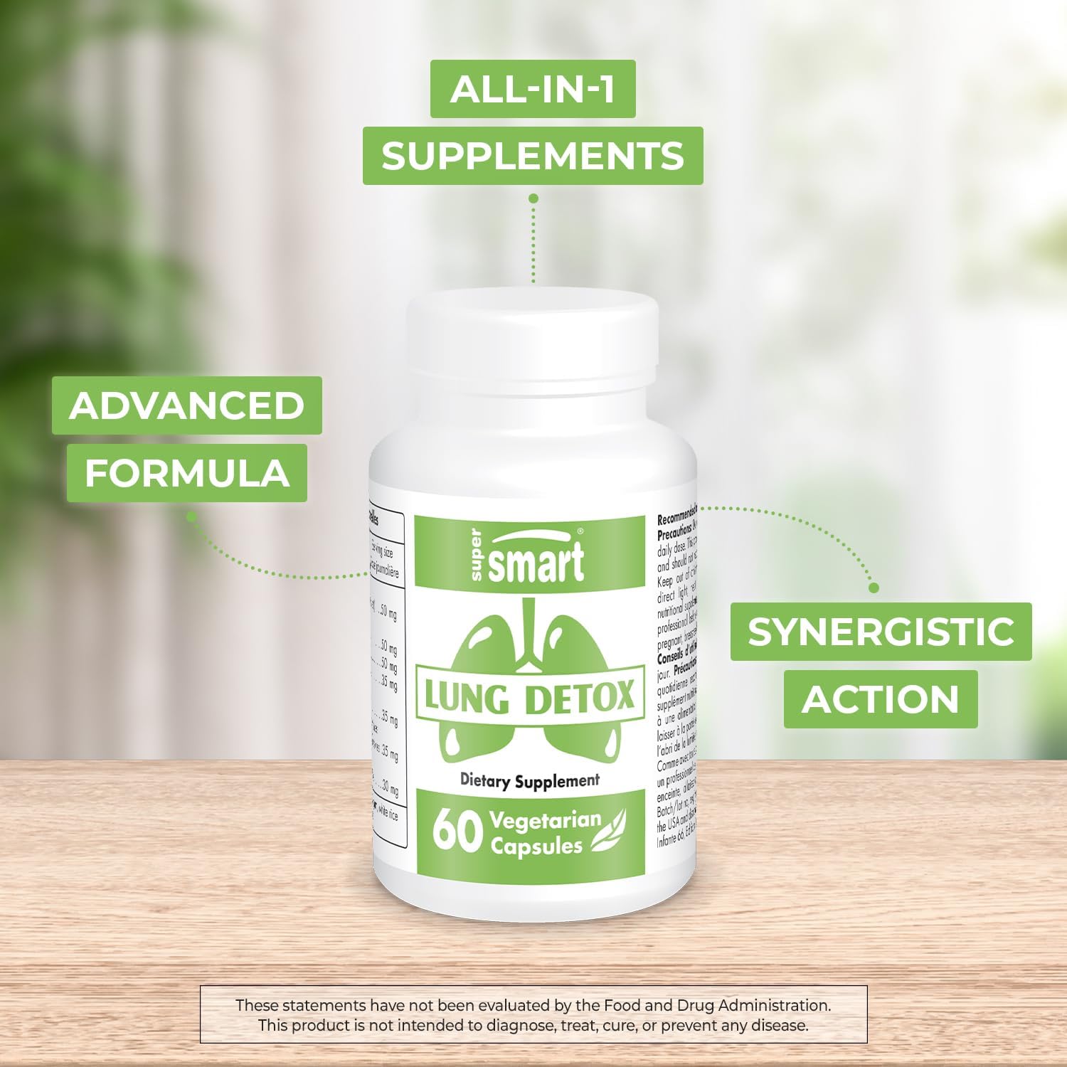 Advanced Lung Detox Supplement with Quercetin, Bromelain, Curcuminoids, EGCG - 60 Non-GMO & Gluten Free Capsules