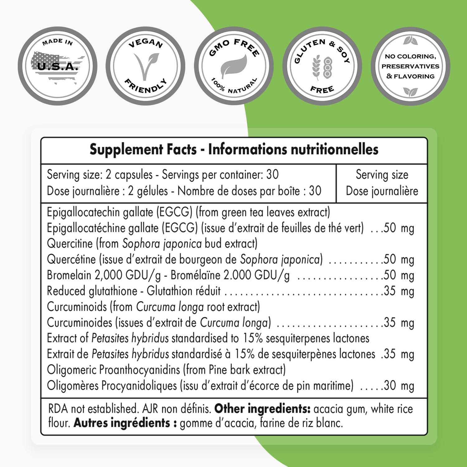 Advanced Lung Detox Supplement with Quercetin, Bromelain, Curcuminoids, EGCG - 60 Non-GMO & Gluten Free Capsules