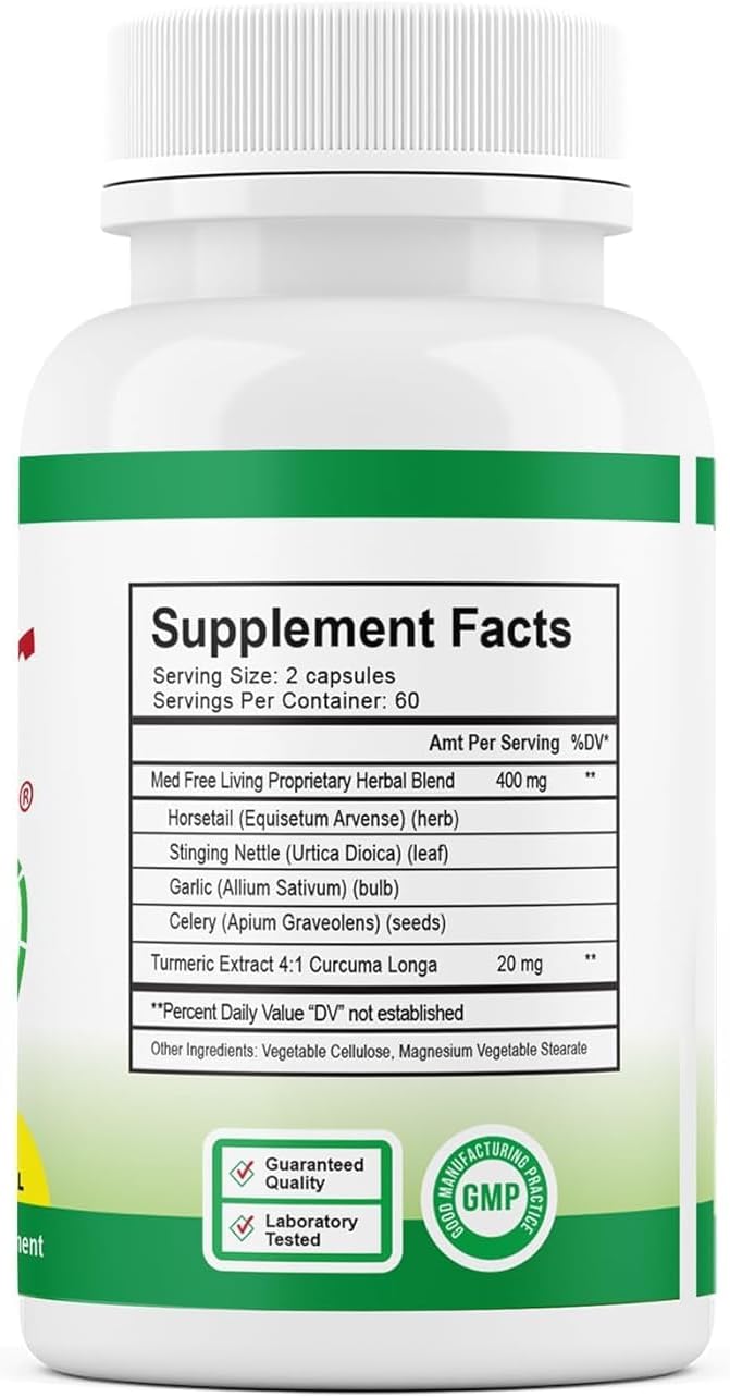 Advanced Med Free Living Joint Comfort Supplement with Turmeric, Stinging Nettle, Horsetail, Garlic, Celery Seed - 120 Count