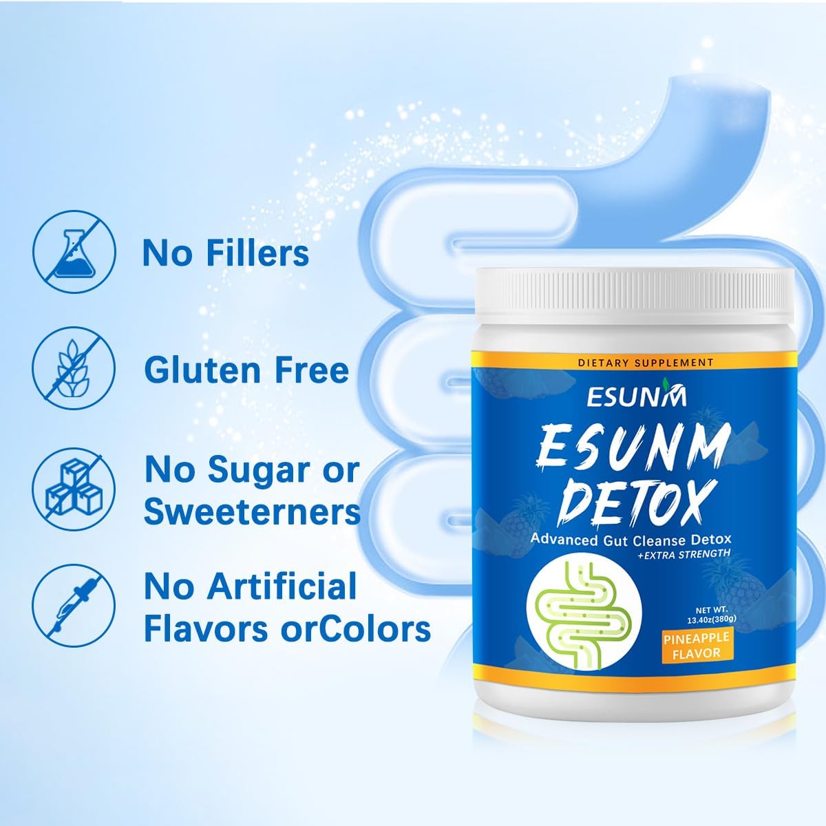 Advanced Natural Colon Cleanse & Detox Powder with Probiotics - 38 Servings for Women & Men