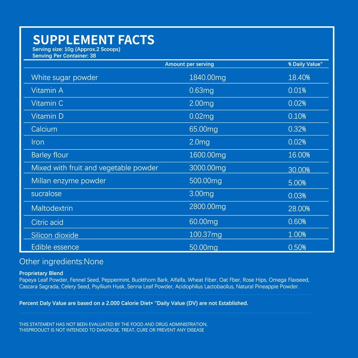 Advanced Natural Colon Cleanse & Detox Powder with Probiotics - 38 Servings for Women & Men