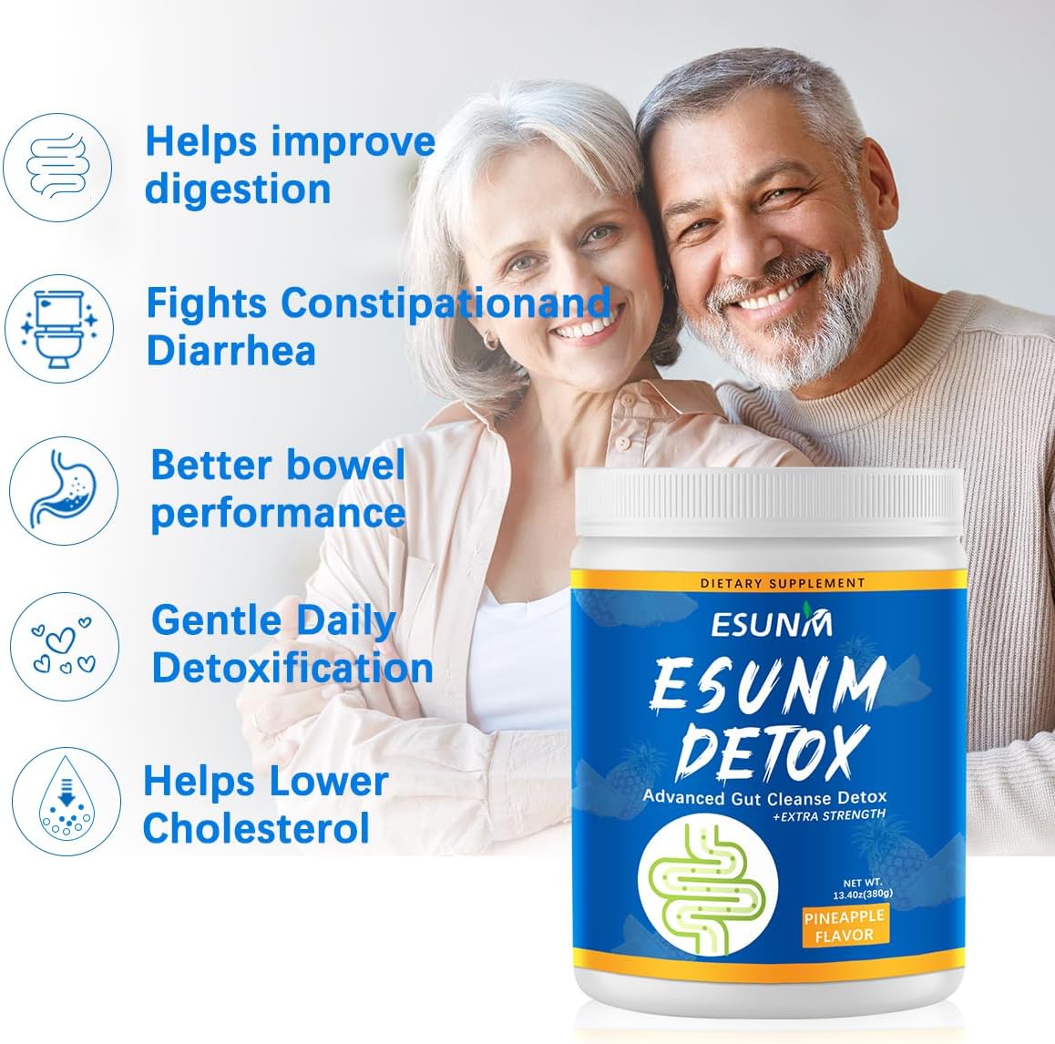 Advanced Natural Colon Cleanse & Detox Powder with Probiotics - 38 Servings for Women & Men
