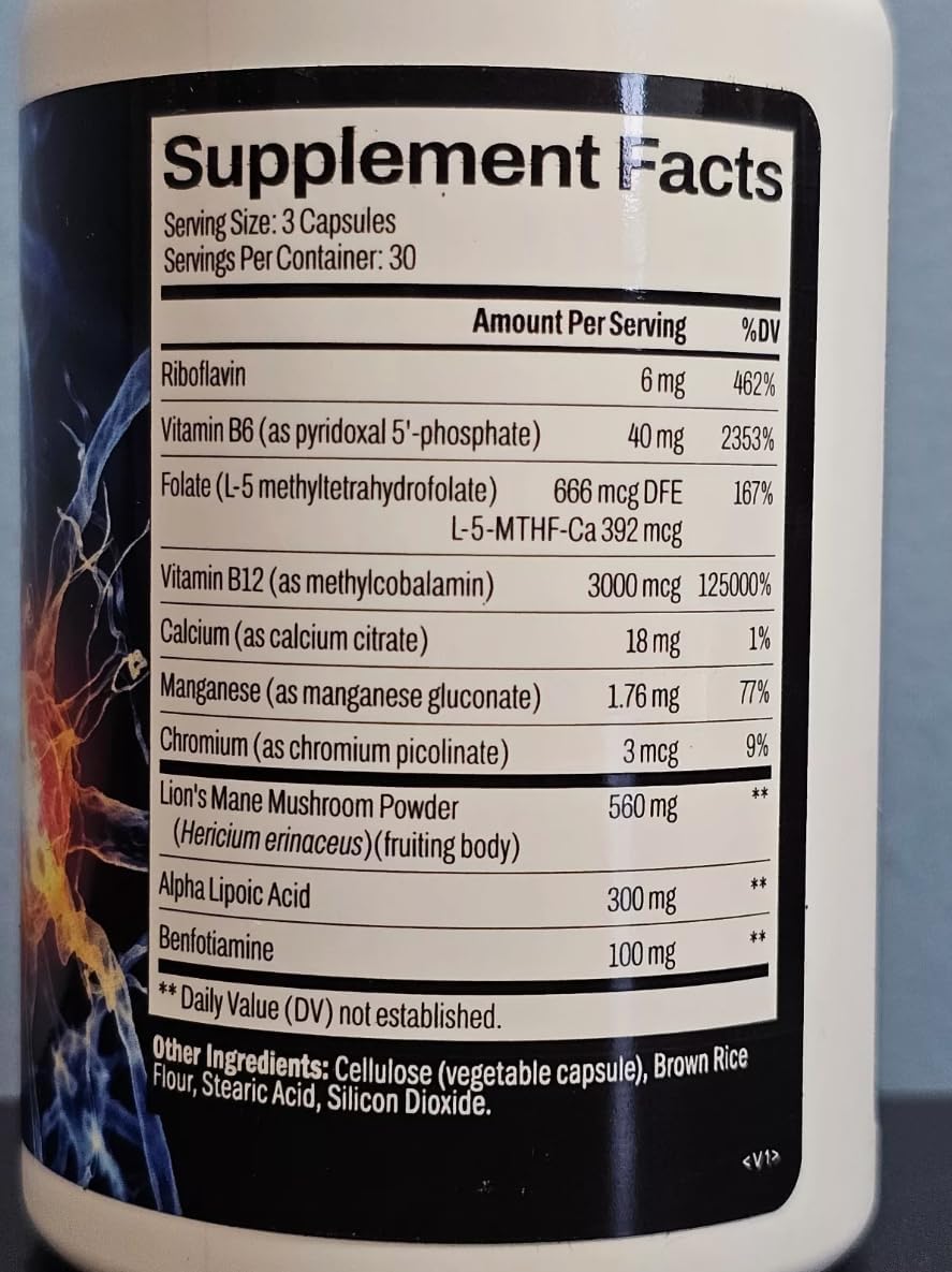 Advanced Nerve Formula with Alpha Lipoic Acid & Lion's Mane - Nerve Health Support Supplement for Neuropathy Relief & Long-Term Care