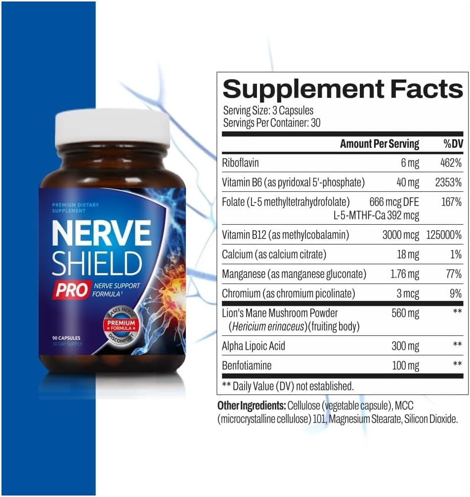 Advanced Nerve Formula with Alpha Lipoic Acid & Lion's Mane - Nerve Health Support Supplement for Neuropathy Relief & Long-Term Care