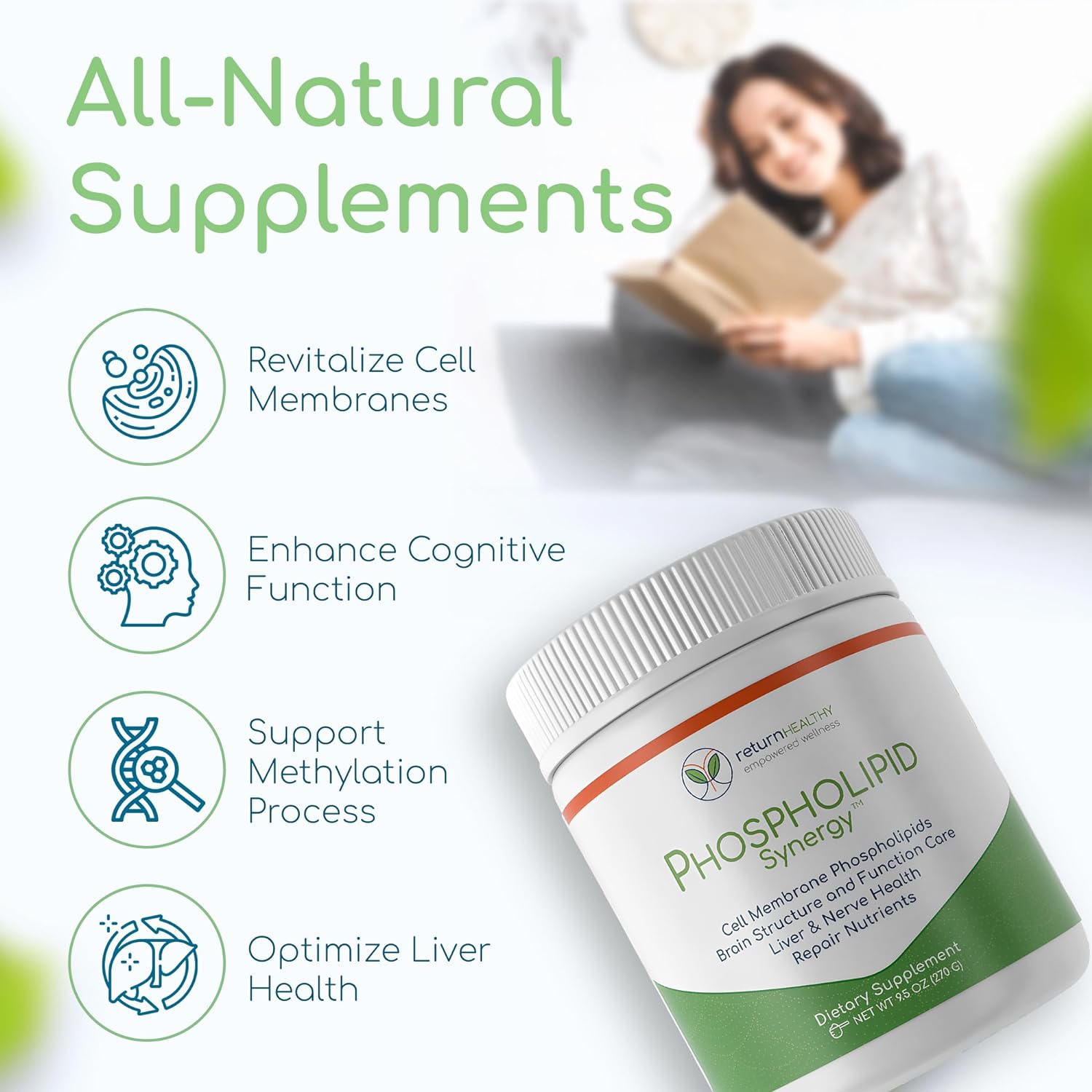 Advanced Phospholipid Synergy Powder for Cellular Repair & Brain Health - Liver Detox Formula - 270 g