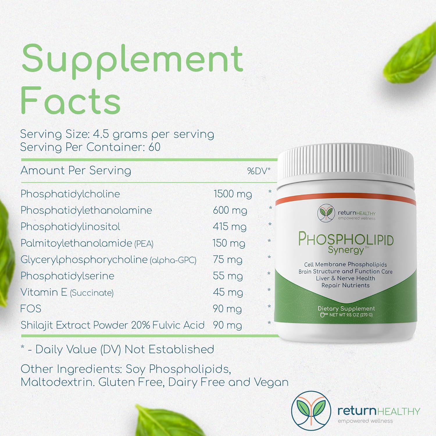 Advanced Phospholipid Synergy Powder for Cellular Repair & Brain Health - Liver Detox Formula - 270 g