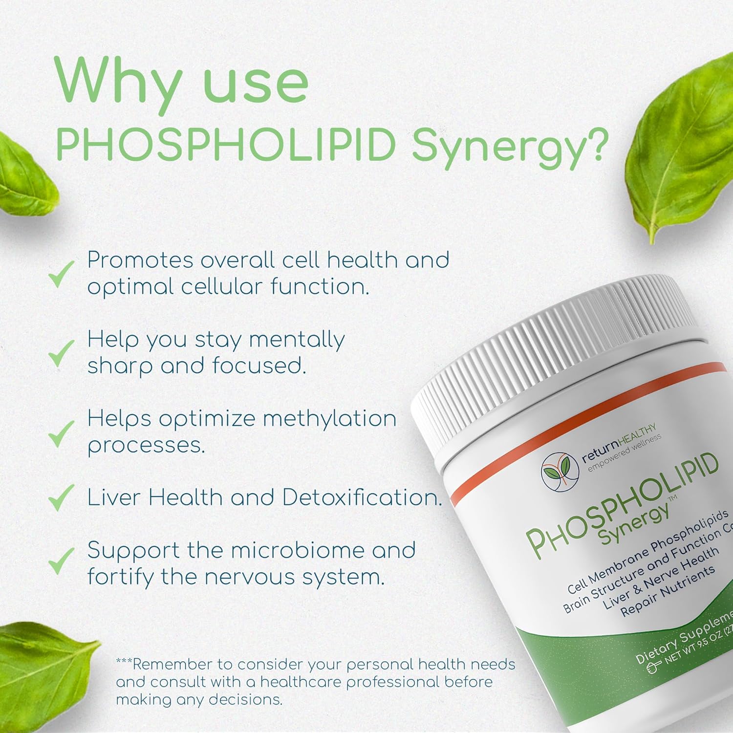 Advanced Phospholipid Synergy Powder for Cellular Repair & Brain Health - Liver Detox Formula - 270 g