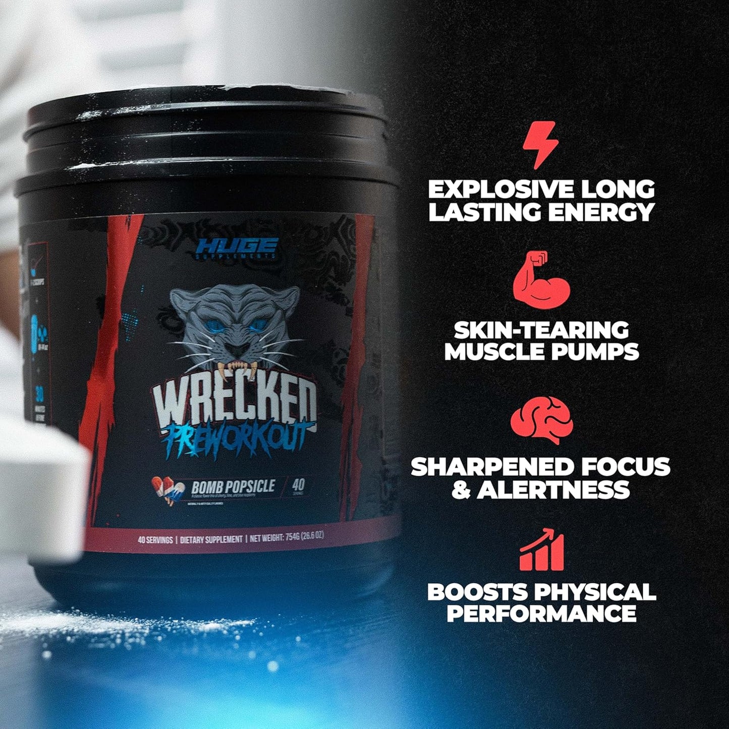 Advanced Pre Workout Powder with Powerful Formula for Boosted Energy, Focus, and Performance - 10g L-Citrulline, 6.4g Beta Alanine, 5g Tyrosine, 1g Alpha GPC, 375mg Caffeine - 40 Servings