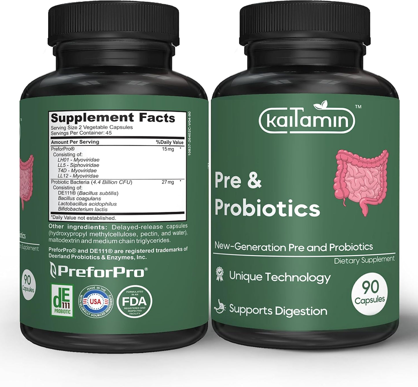 Advanced Prebiotics & Probiotics Supplement for Digestion, Brain Health, Immunity, & Metabolism - Vegan, Lower Dose, Quick Results - Men & Women - 45 Days Supply