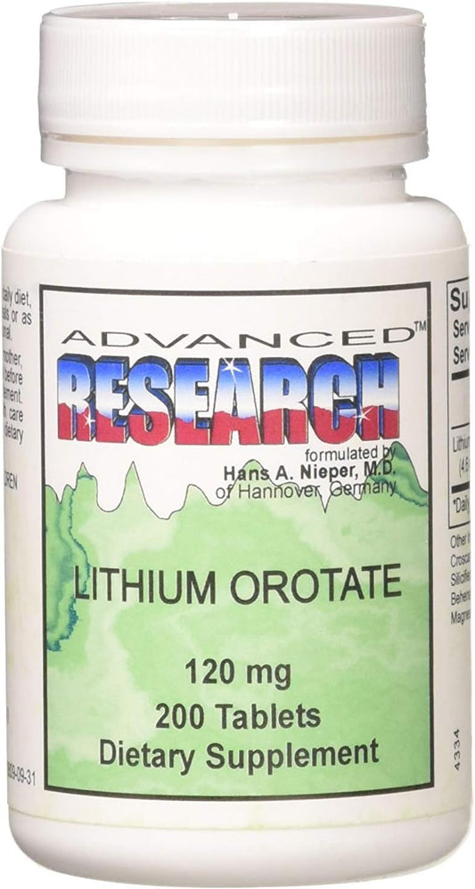 Advanced Research Lithium Orotate 120mg - 400 Tablets - Nutrient Carriers for Enhanced Absorption