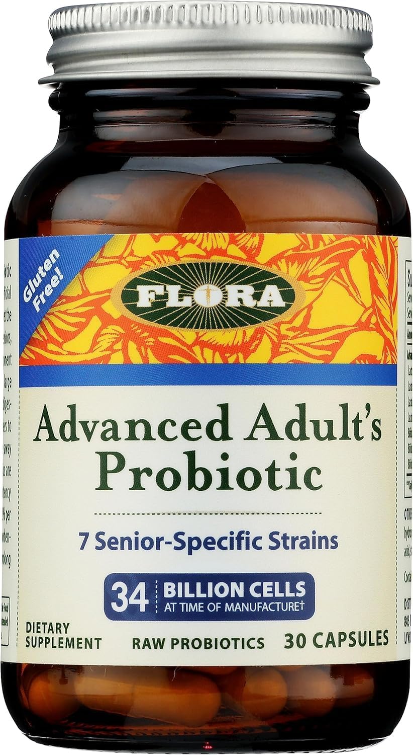 Advanced Senior-Specific Probiotic with 34 Billion Cells, Gluten-Free, Raw Formula - 30 Capsules