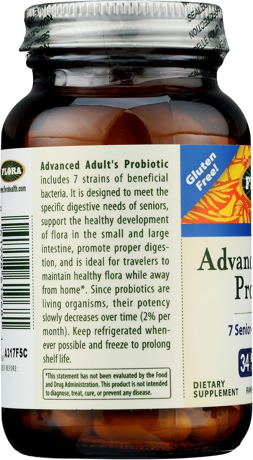 Advanced Senior-Specific Probiotic with 34 Billion Cells, Gluten-Free, Raw Formula - 30 Capsules