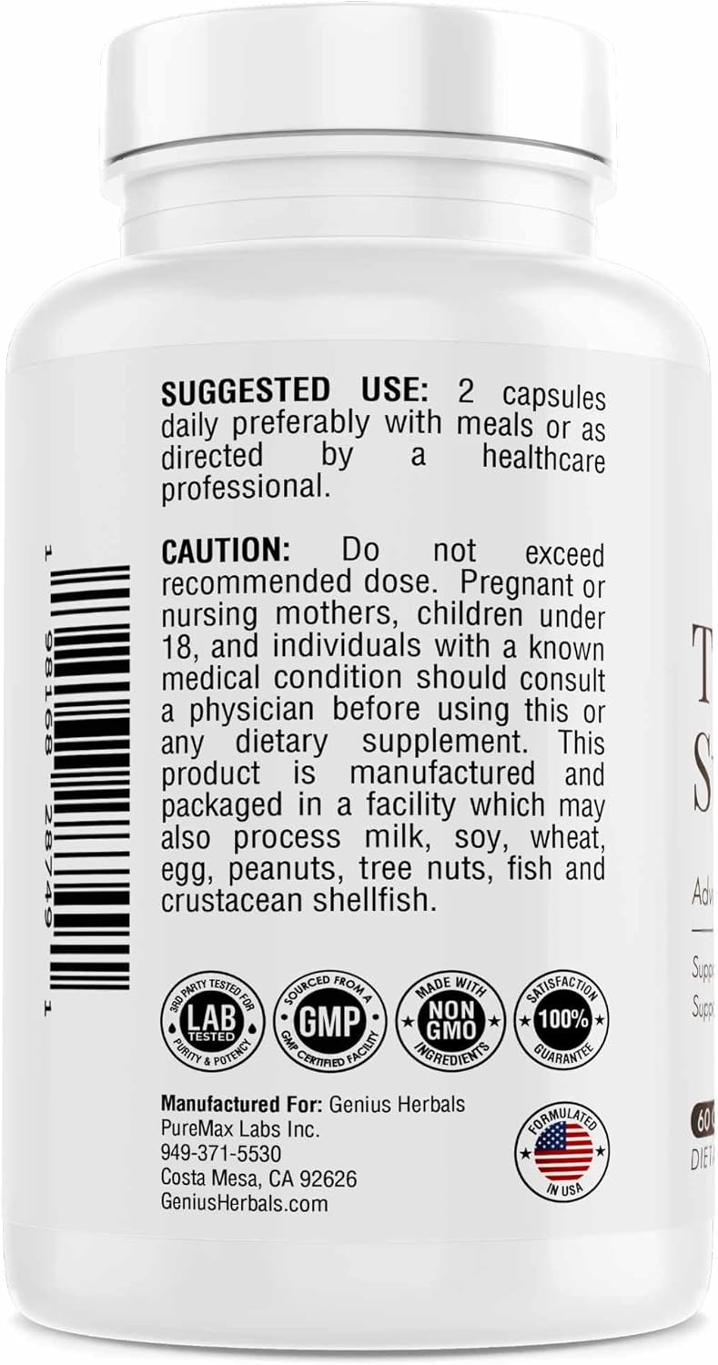 Advanced Thyroid Support Supplement with Iodine for Metabolism & Energy - Non-GMO Formula for Healthy Thyroid - 60 Capsules