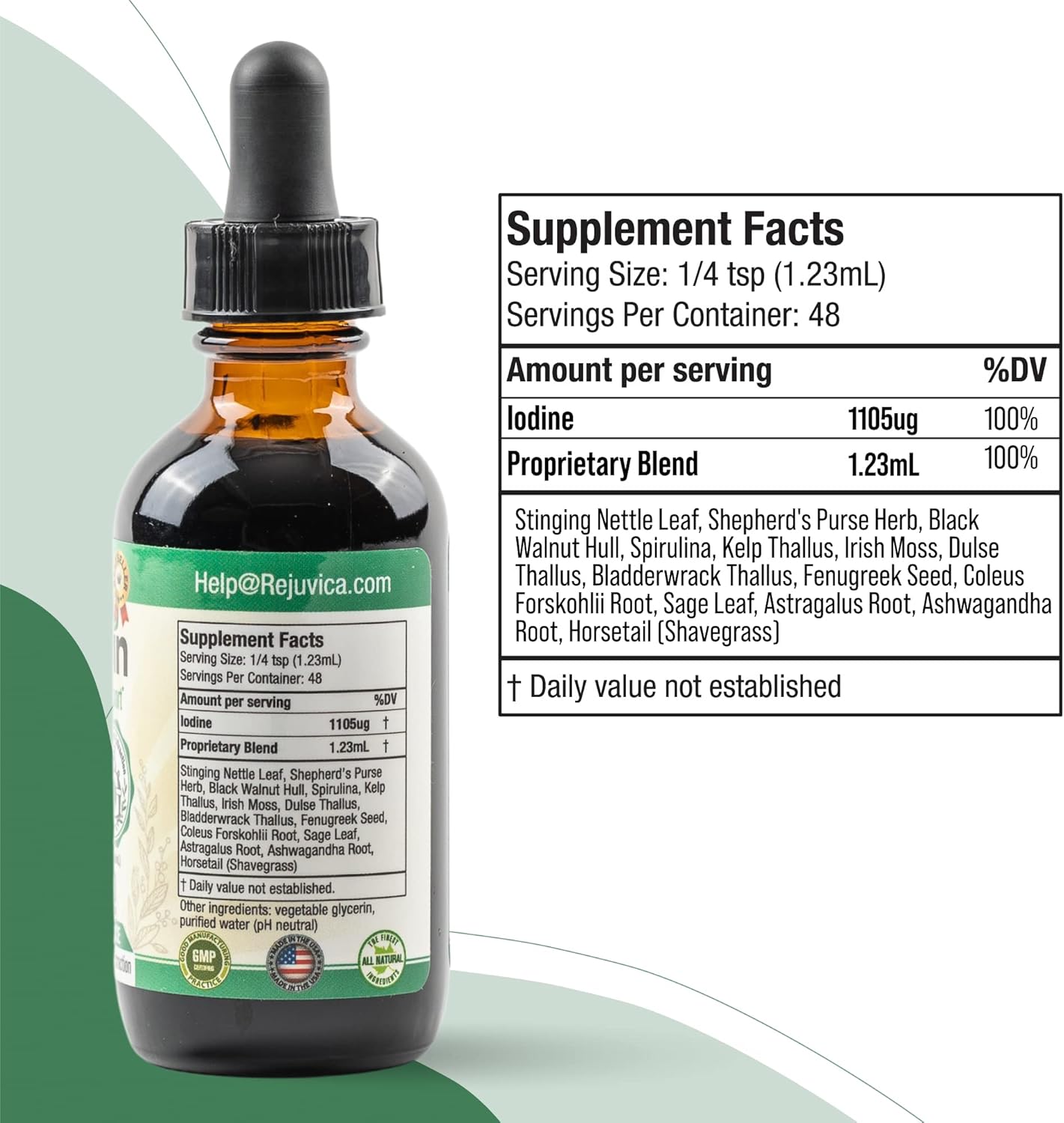 Advanced Thyroid Support Supplement with Liquid Delivery for Better Absorption - Contains Iodine, Stinging Nettle, Kelp, Astragalus, Ashwagandha & More by Rejuvica Health