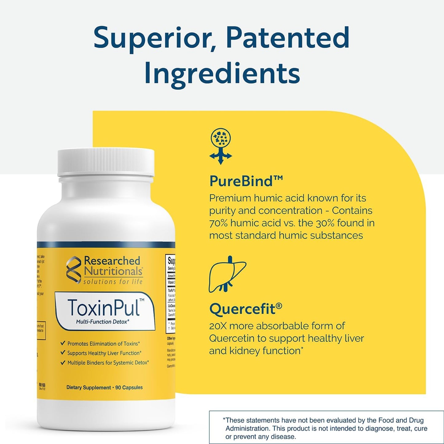 Advanced ToxinPul Binder & Detox Cleanse Support Supplement - Humic Acid, Fulvic Acid, Cilantro, Dandelion Root & Chlorella - 90 Capsules