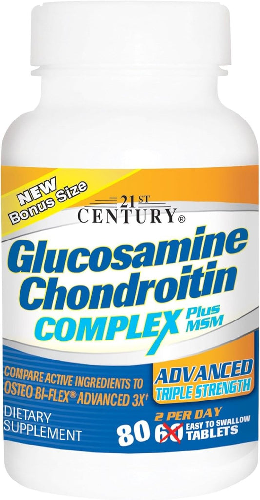 Advanced Triple Strength Glucosamine Chondroitin Complex Plus MSM, 60 Capsules for Joint Health in the 21st Century