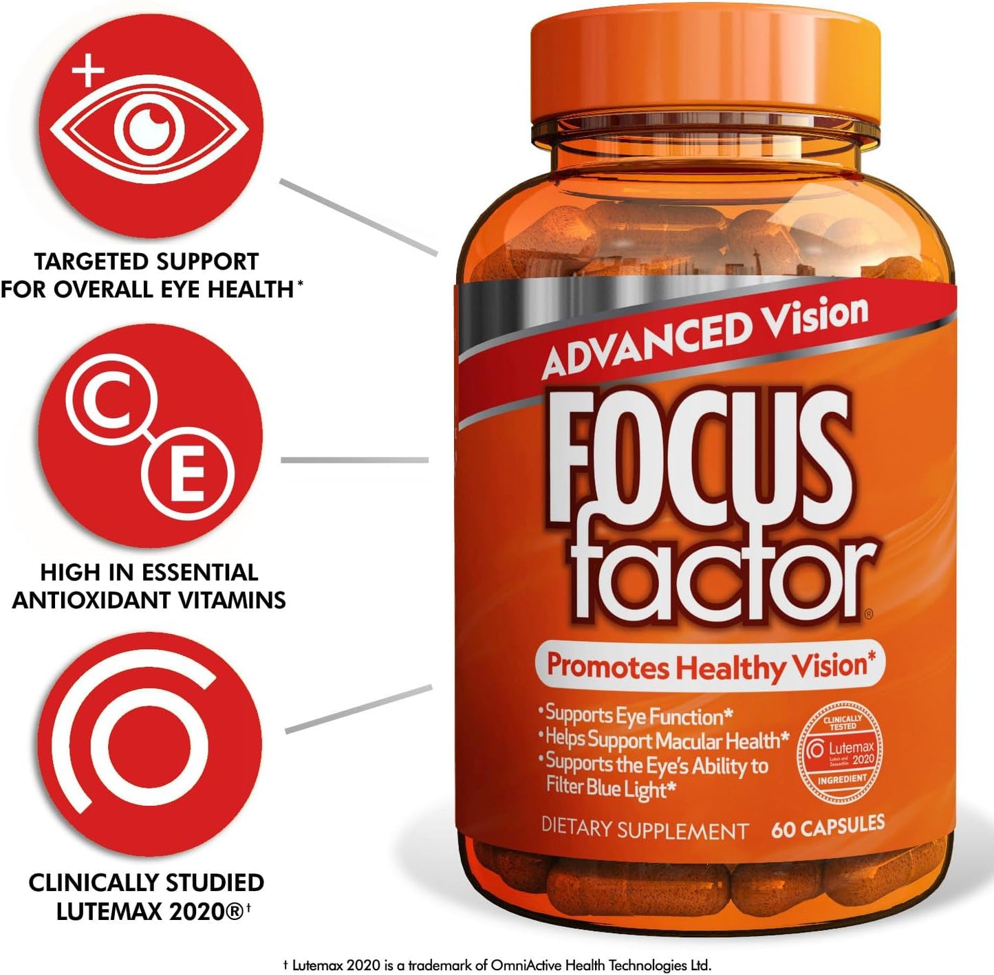 Advanced Vision Formula - Eye Vitamins with Vitamin C, E, Lutemax® 2020 - Lutein and Zeaxanthin (60 Count) - Eye Health Support Supplement - BoostGo Australia