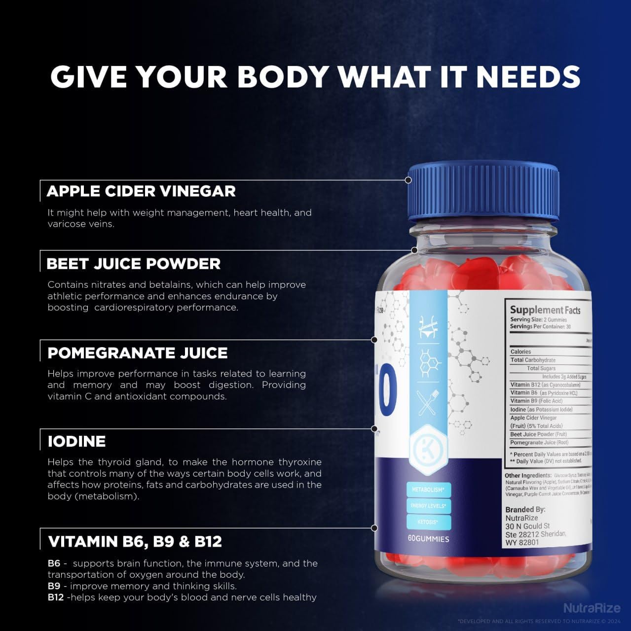 Advanced Weight Loss ACV Gummies - NutraRize HealthSmart Keto Supplement (60 Gummies)