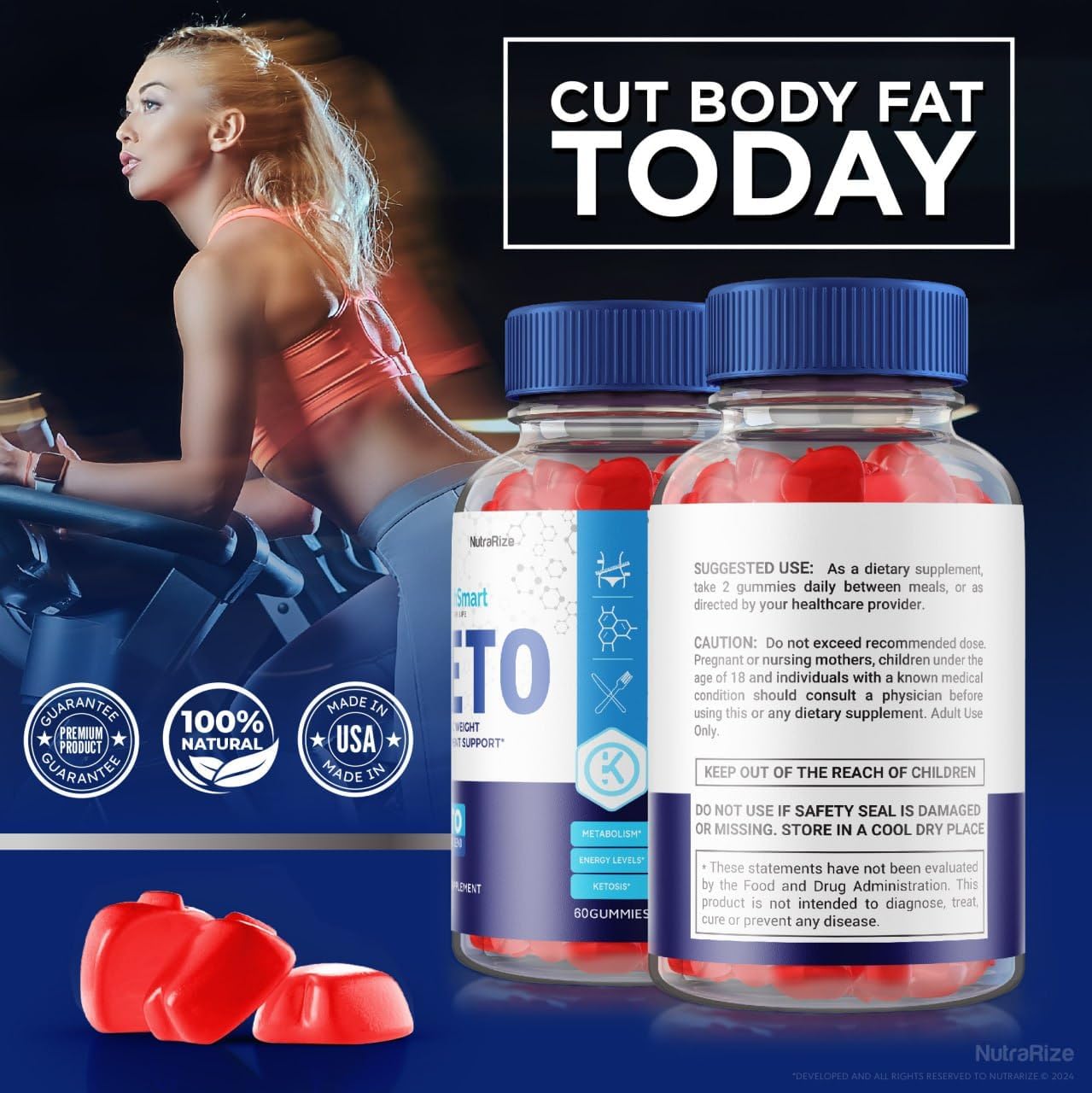 Advanced Weight Loss ACV Gummies - NutraRize HealthSmart Keto Supplement (60 Gummies)