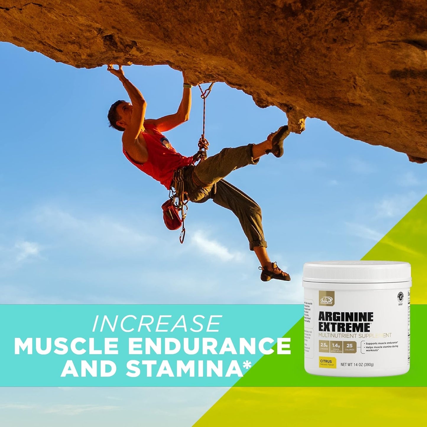 AdvoCare Arginine Extreme Multinutrient Supplement - Pre-Workout Amino Acids Blend - Boosts Stamina & Endurance - Contains Vitamin B-12 & L-Arginine - Citrus Flavor - 14 oz