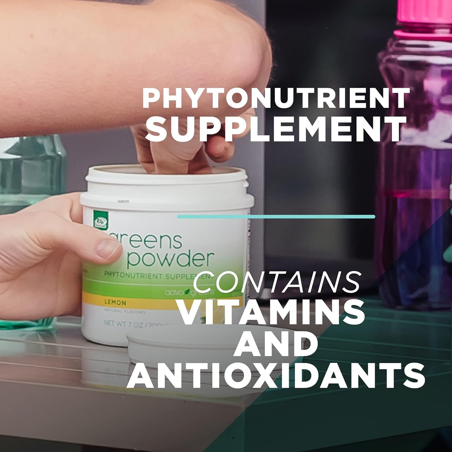 AdvoCare Greens Powder: Digestive Health Support with Antioxidants, Prebiotics, Probiotics - Broccoli & Carrot Powder - Lemon Flavor, 7 oz