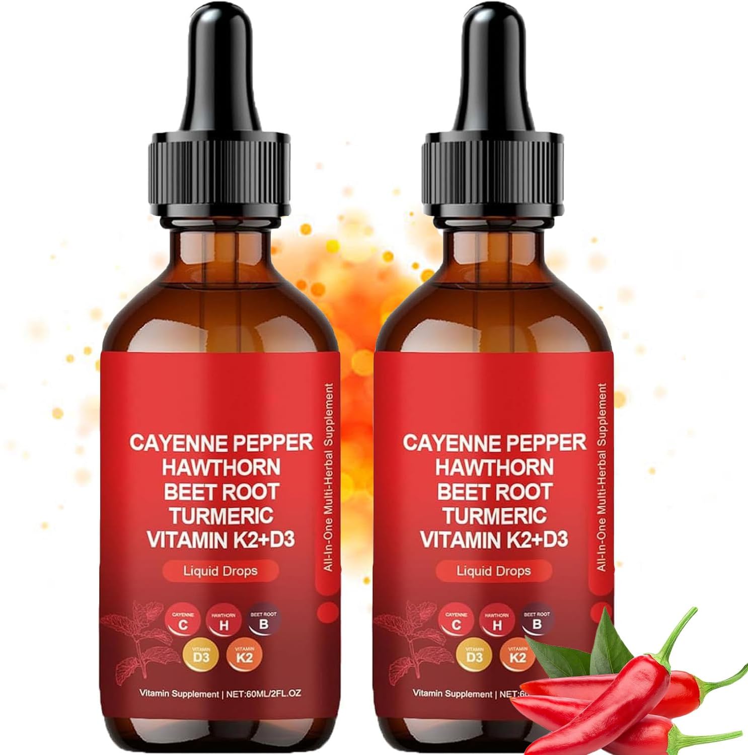 Aeluro Cayenne Pepper Liquid Drops 60ml - Pack of 2