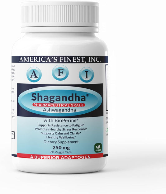 AFI America's Finest Inc Shagandha Capsules 250mg with BioPerine for Adrenal Fatigue, Calmness, and Clarity