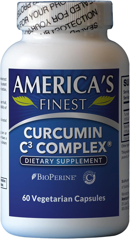 AFI Curcumin C3 Complex with BioPerine - 60 Veg Capsules for Joint Health Support - Turmeric 95% Curcuminoids & Black Pepper 95% - Enhanced Absorption - 500mg - for Women and Men