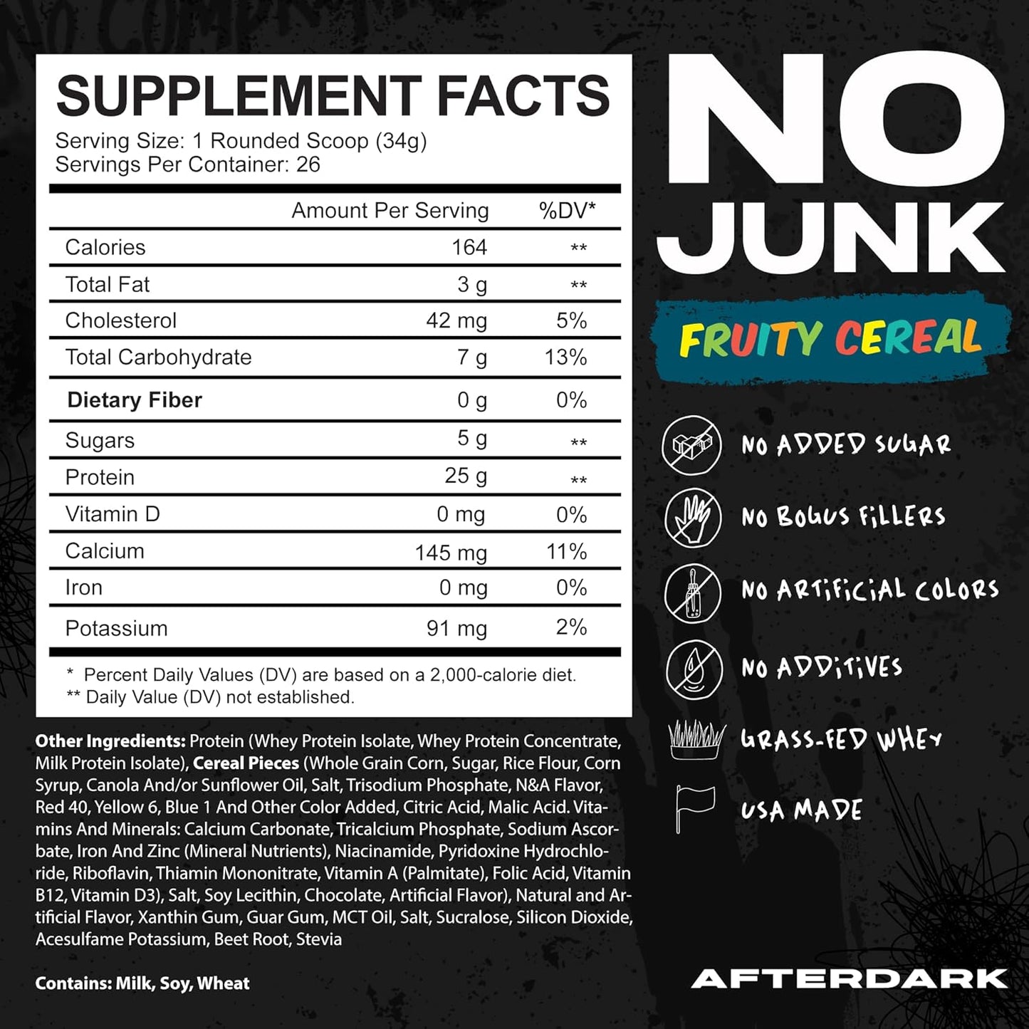 AfterBites Fruity Cereal Whey Protein Powder - 25g Protein, 4.5g BCAA’s, Easy Dissolving, Isolate Protein, 26 Servings