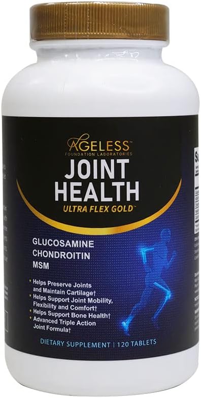 Ageless Foundation Laboratories UltraFlex Gold Joint Health Supplement - Glucosamine, Chondroitin, MSM - 120 Capsules for Joint Mobility