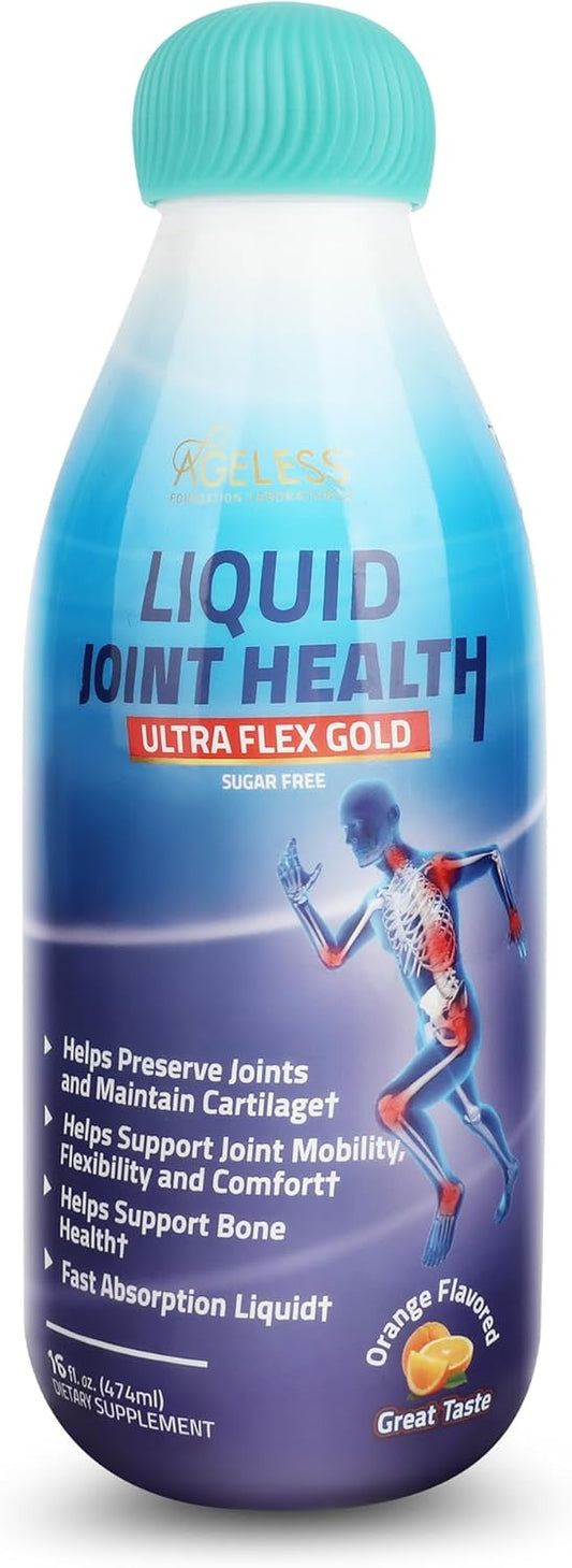 Ageless Foundation Laboratories UltraFlex Gold Liquid Joint Health Formula - Promotes Joint Mobility and Flexibility with Glucosamine, Chondroitin, MSM - 16 Fl Oz
