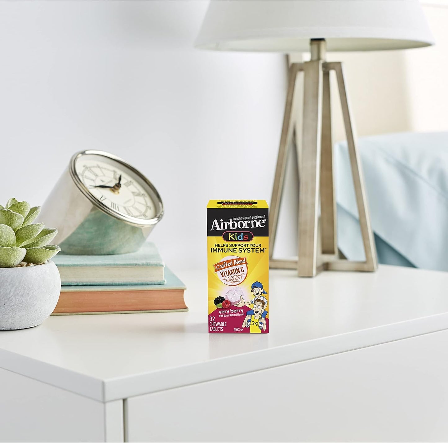 Airborne KIDS 500mg Vitamin C & Zinc Chewable Tablets - Immune Support with Antioxidant Vitamins A, C, & E - 32 Tablets, Very Berry Flavor