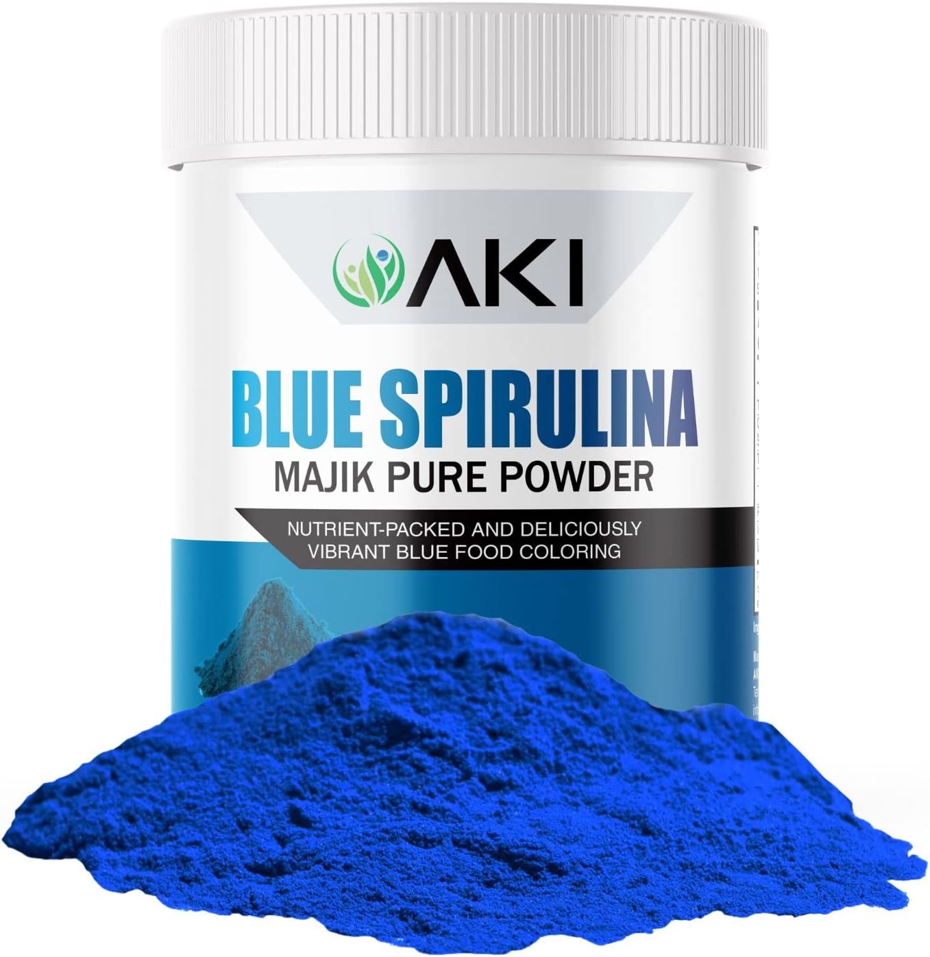 AKI Organic Blue Spirulina Powder: Rich in Antioxidants, Vegan Food Coloring for Smoothies, Ice Cream, Yogurt, Pastries - 1oz
