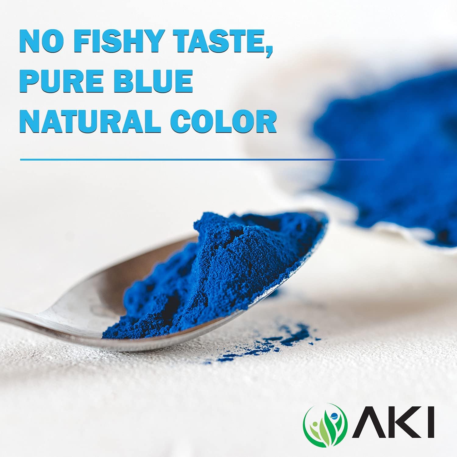 AKI Organic Blue Spirulina Powder: Rich in Antioxidants, Vegan Food Coloring for Smoothies, Ice Cream, Yogurt, Pastries - 1oz