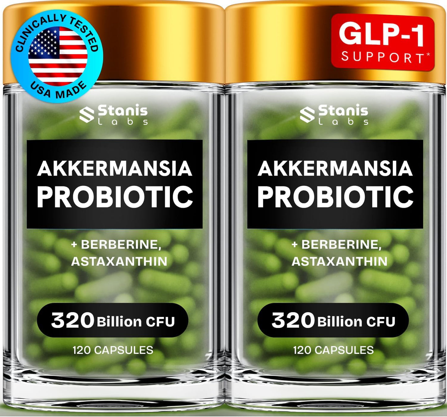 Akkermansia Muciniphila Probiotics with GLP-1 Support - 320 Billion CFU, Inulin Prebiotic, Astaxanthin, Berberine, Chromium - 240 Capsules