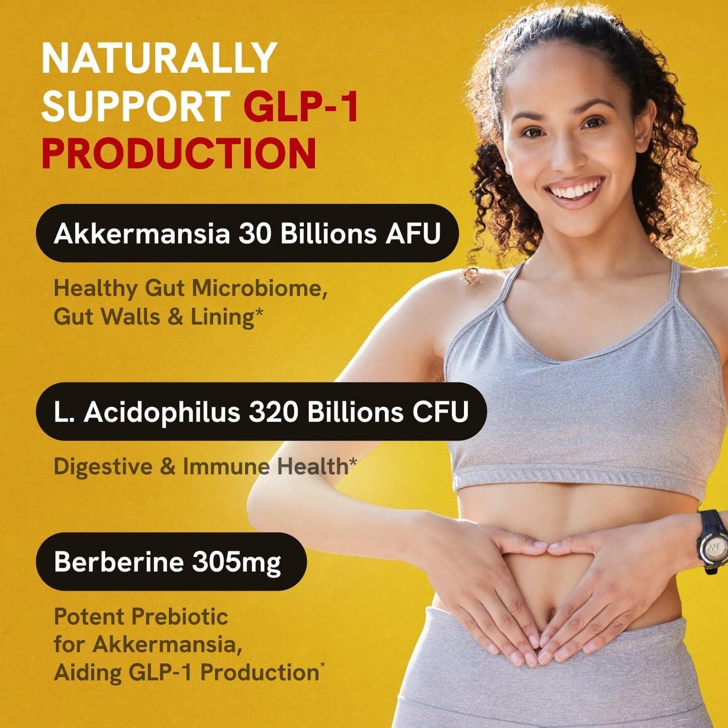 Akkermansia Muciniphila Probiotics with GLP-1 Support - 320 Billion CFU, Inulin Prebiotic, Astaxanthin, Berberine, Chromium - 240 Capsules