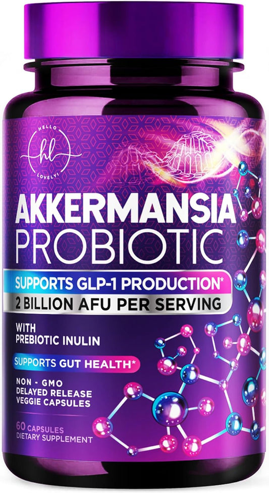 Akkermansia Probiotic Supplement with Inulin Fiber - 2 Billion AFU for Digestive and Immune Support - 60 Capsules