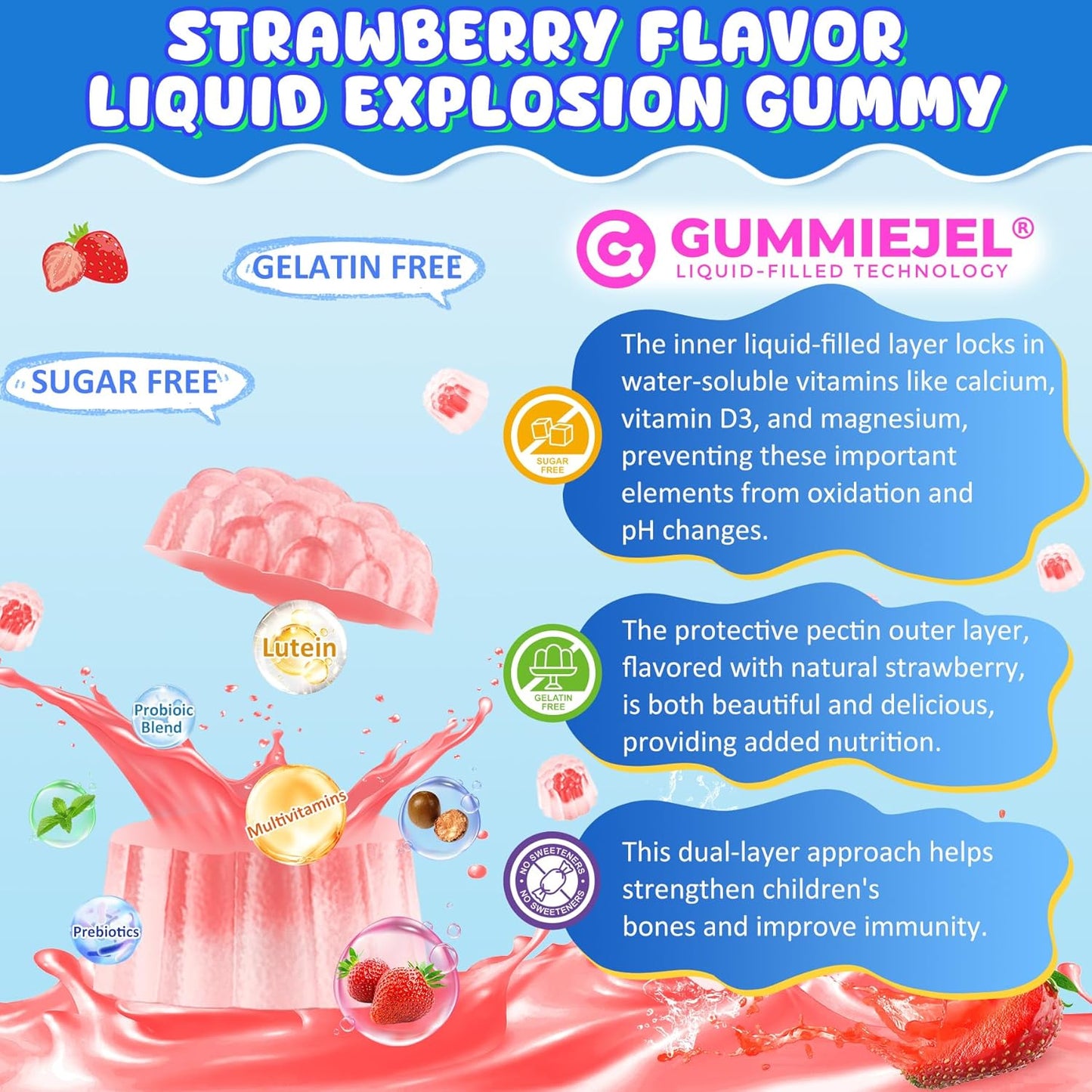 Akkermansia Probiotics Gummies Bundle with Prebiotics Fiber & Essential Nutrients for Kids 4+