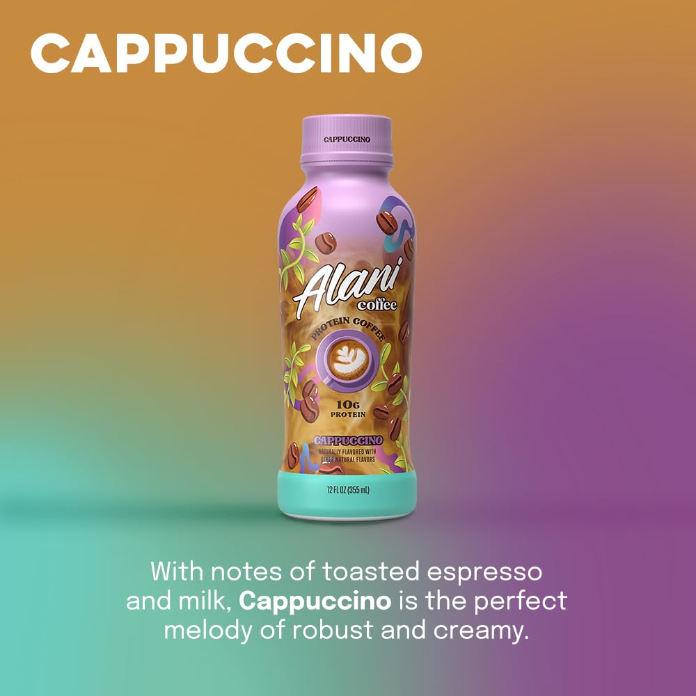 Alani Nu Cappuccino Protein Coffee Cold Brew - 12 Pack, 10g Protein, 100mg Caffeine, 90 Calories