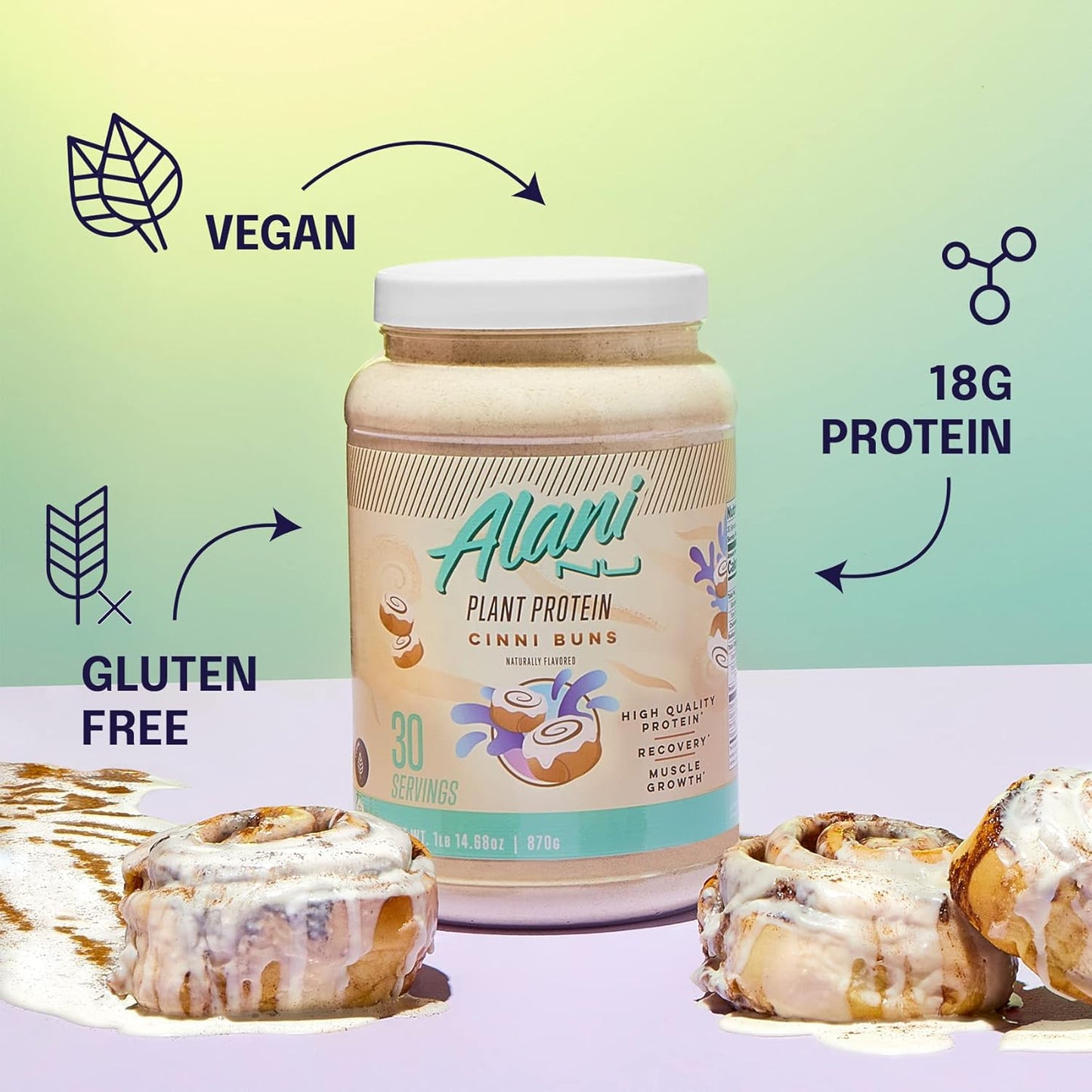 Alani Nu CINNIBUNS Plant-Based Protein Powder - 18g Vegan Protein, Meal Replacement, Dairy-Free, Low Carb, 30 Servings