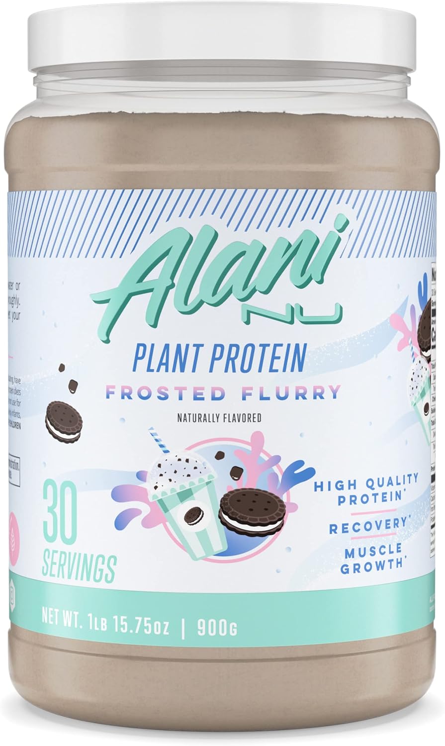 Alani Nu Frosted Flurry Plant-Based Protein Powder - 17g Vegan Protein, Meal Replacement, Dairy-Free Pea Protein Blend - 30 Servings