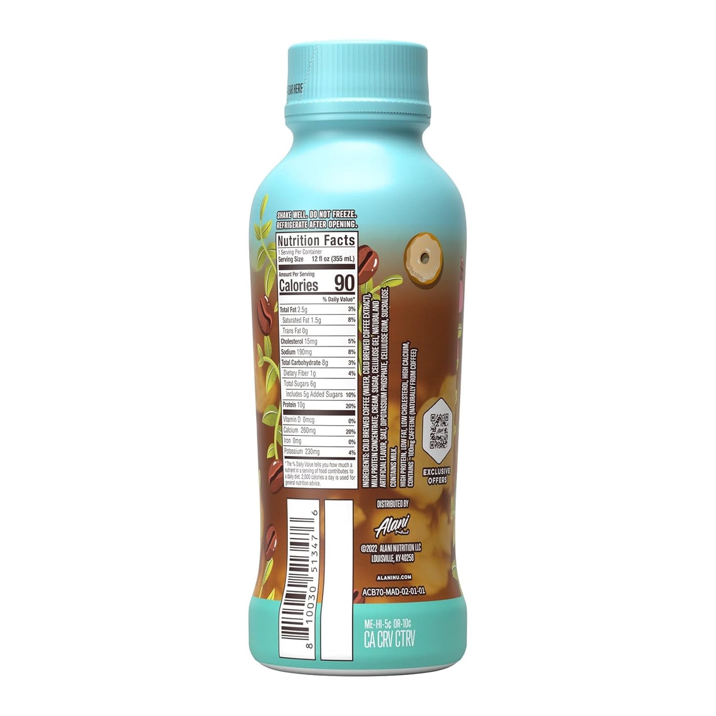 Alani Nu Maple Donut Protein Coffee Cold Brew - 10g Protein, 100mg Caffeine, 90 Calories - 12 Pack of 12 Fl Oz Bottles