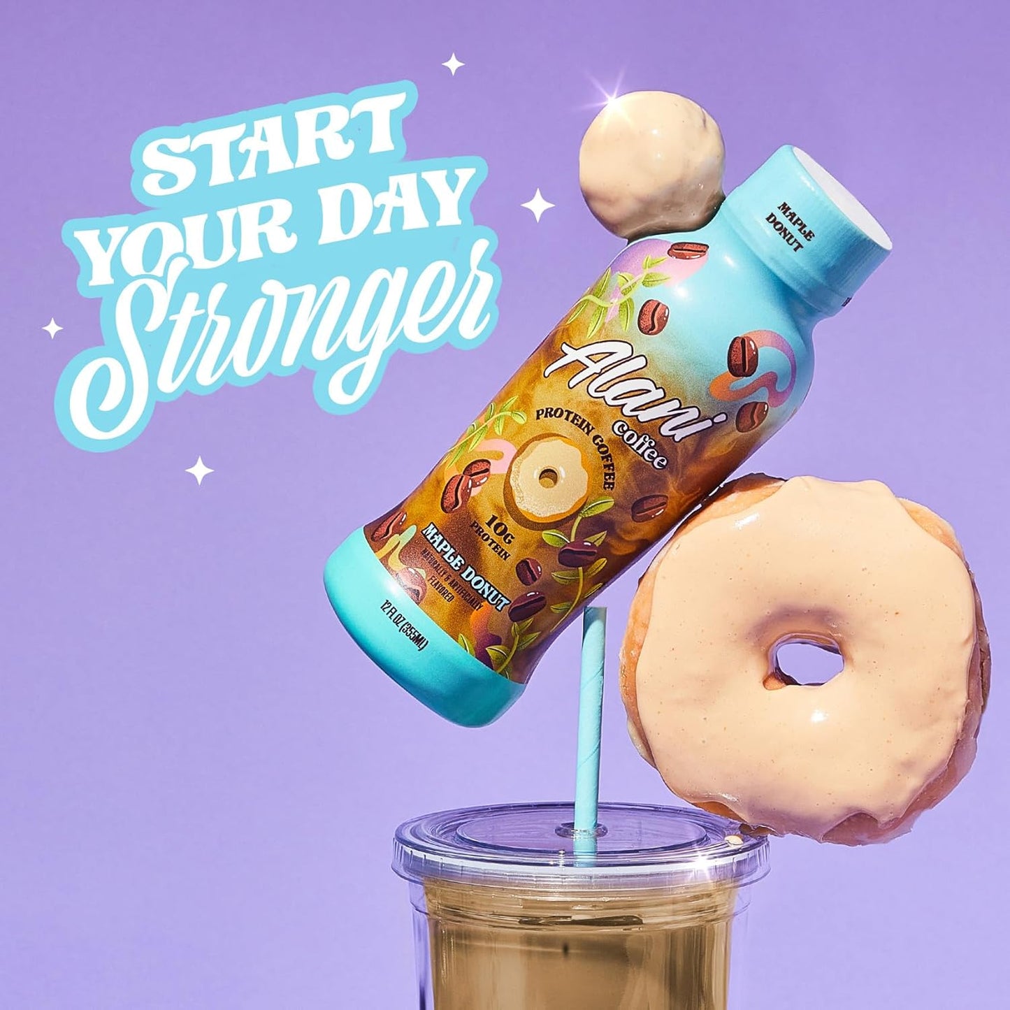 Alani Nu Maple Donut Protein Coffee Cold Brew - 10g Protein, 100mg Caffeine, 90 Calories - 12 Pack of 12 Fl Oz Bottles