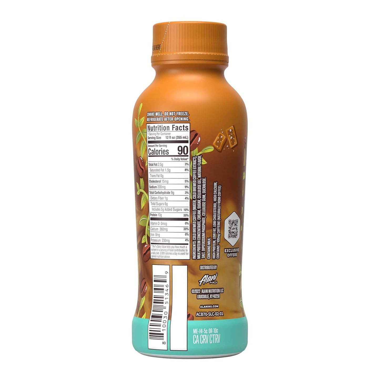 Alani Nu Salted Caramel Protein Coffee Cold Brew - 12 Pack, 10g Protein, 100mg Caffeine, 90 Calories