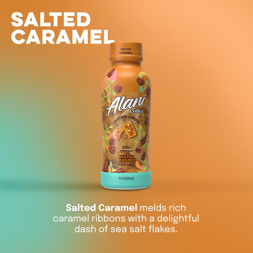 Alani Nu Salted Caramel Protein Coffee Cold Brew - 12 Pack, 10g Protein, 100mg Caffeine, 90 Calories