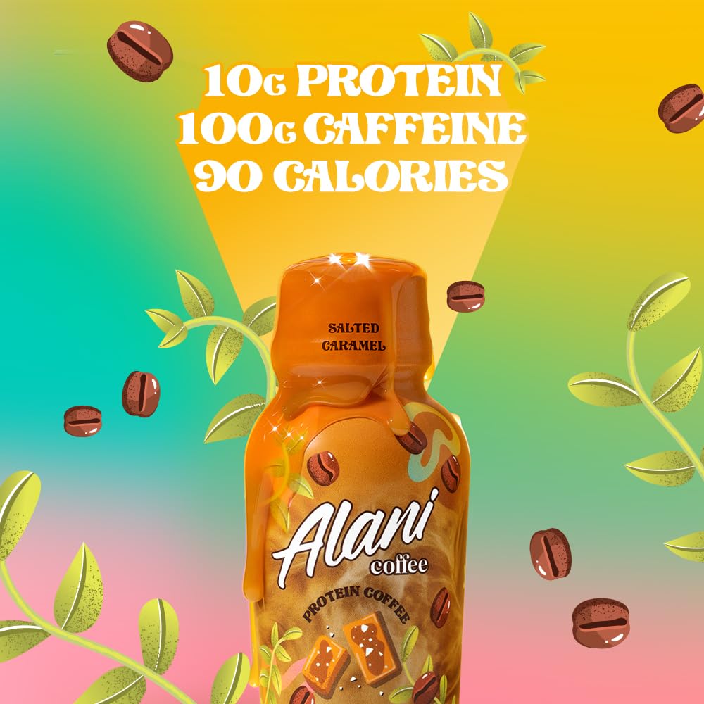Alani Nu Salted Caramel Protein Coffee Cold Brew - 12 Pack, 10g Protein, 100mg Caffeine, 90 Calories