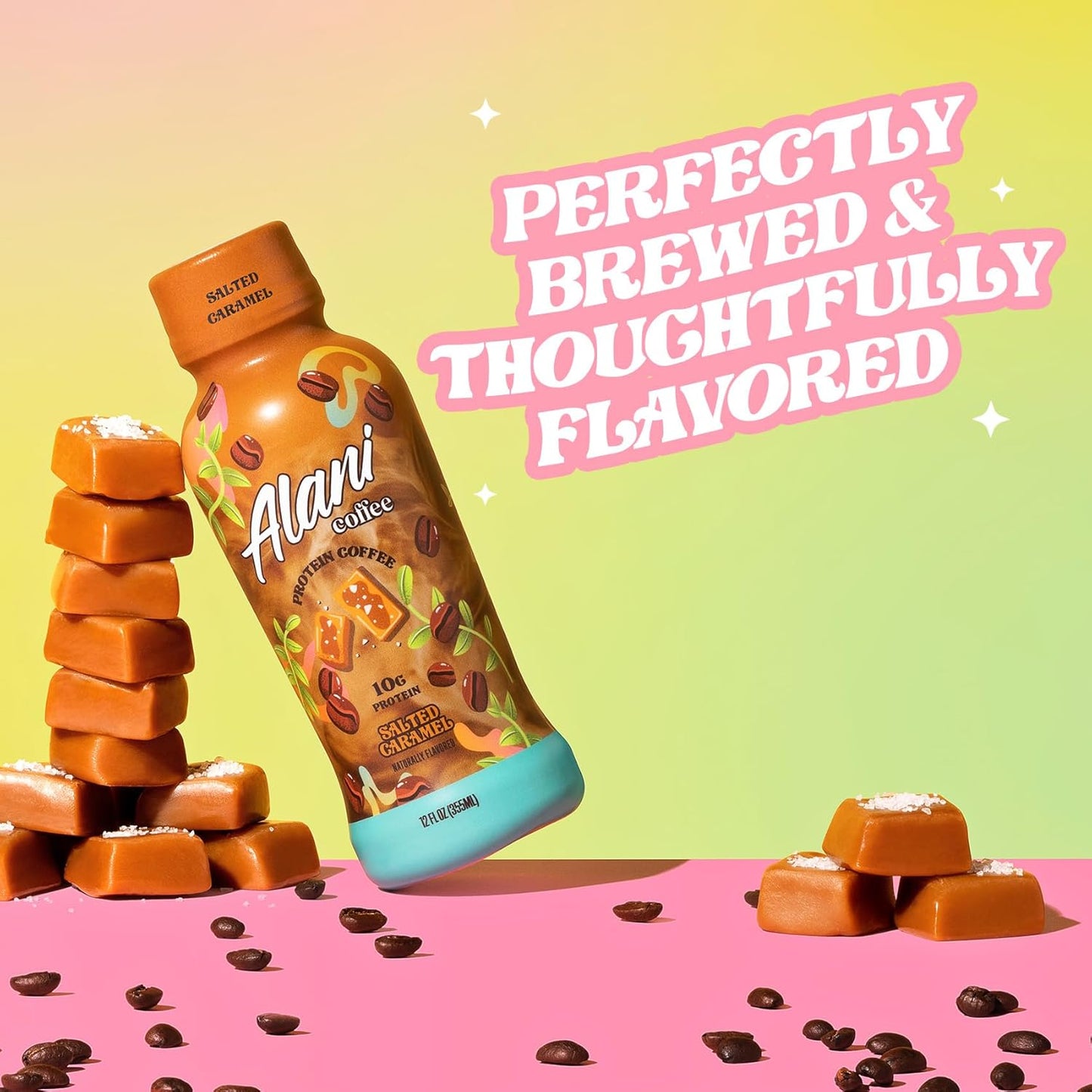 Alani Nu Salted Caramel Protein Coffee Cold Brew - 12 Pack, 10g Protein, 100mg Caffeine, 90 Calories