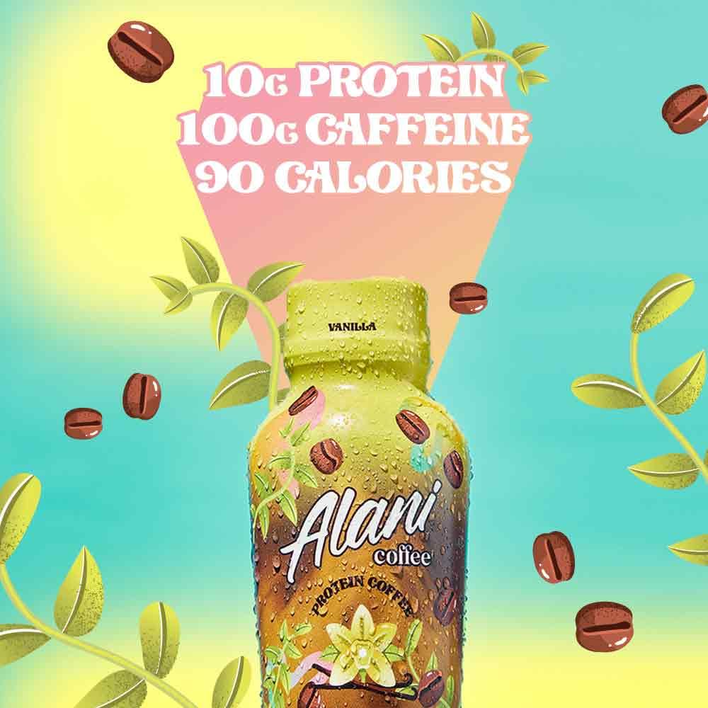 Alani Nu Vanilla Protein Coffee Cold Brew - 12 Pack, 10g Protein, 100mg Caffeine, 90 Calories - Ready To Drink Bottles
